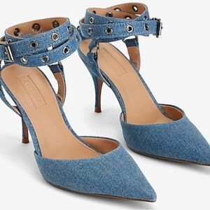 Brian Atwood Express grommet denim pumps
